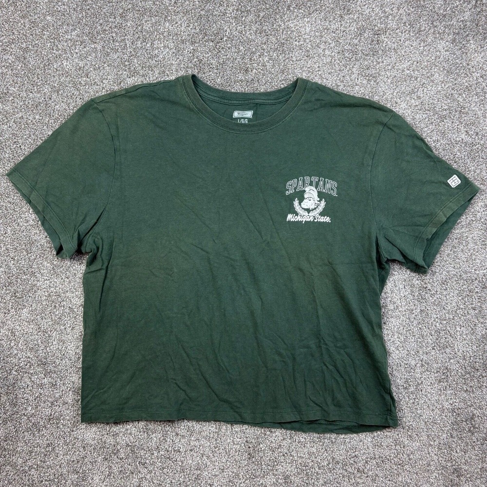 Michigan State Spartans‎ Shirt Mens Women's Large Green Chest Logo Sparty